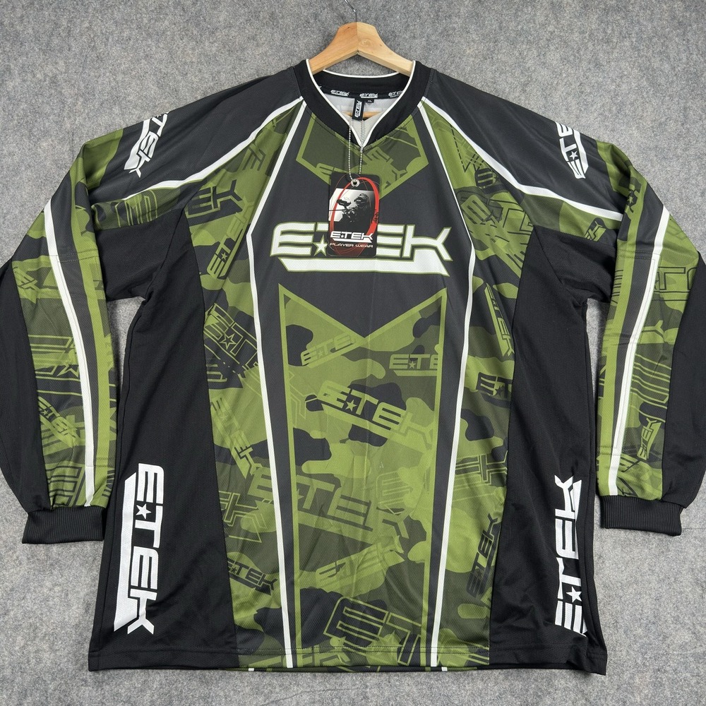 E-TEK Eclipse Jungle Camo Player Wear Jersey Shirt Mens XL Paintball Top Sports